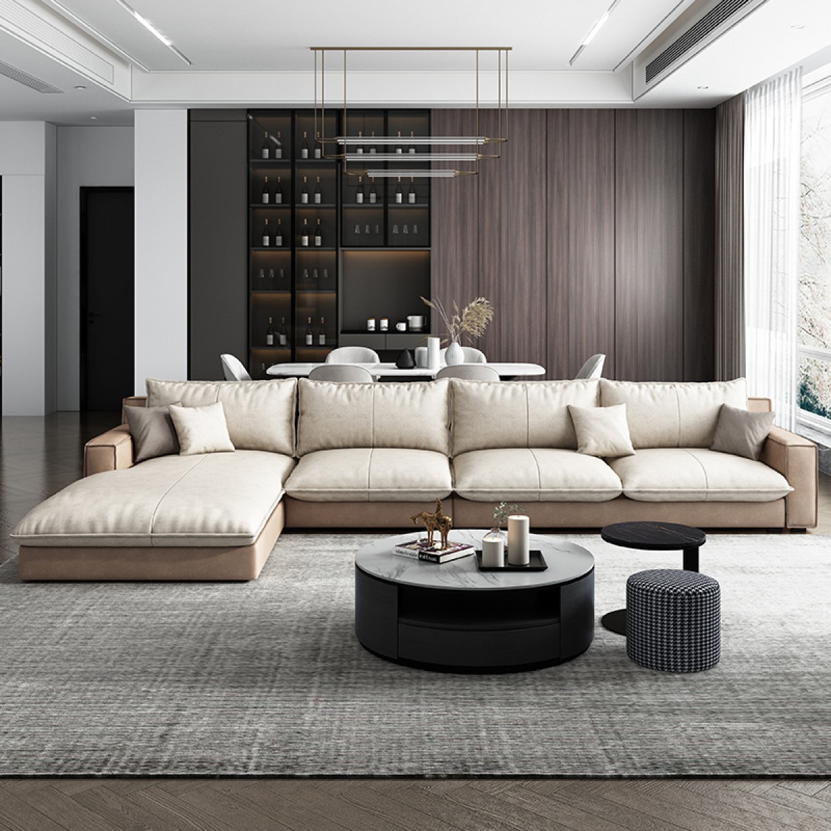 百方北欧免洗科技布整装大小户型现代简约布艺沙发组合客厅沙发