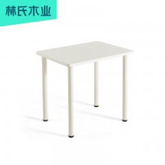林氏木业白色桌子家用书桌一字简约现代写字桌办公电脑桌椅LS092