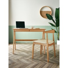 林氏木业北欧简约全实木书桌椅家用ins书画桌电脑桌卧室家具LS155