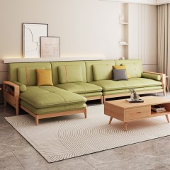 百方北欧现代简约科技布全实木大小户型沙发布艺家具客厅组合QC