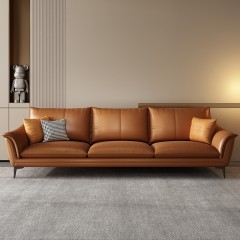 百方意式极简纳帕真皮乳胶沙发现代简约北欧轻奢客厅小户型皮沙发