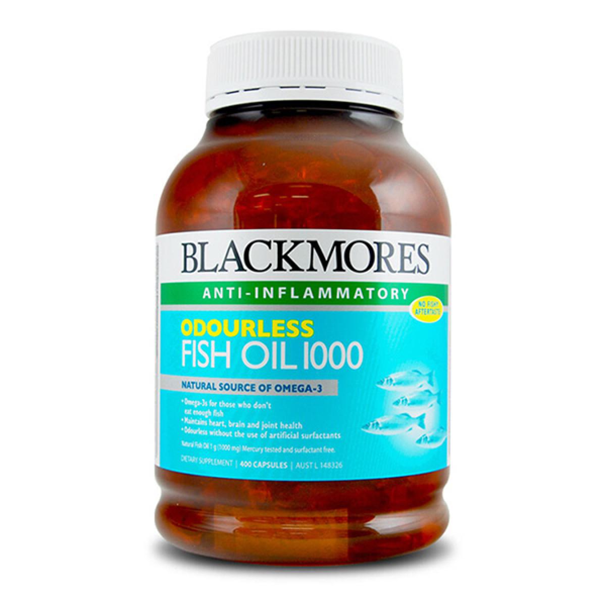 【全球购】2瓶装 BLACKMORES ODOURLESS Fish Oil 无腥味深海鱼油软胶囊 400粒