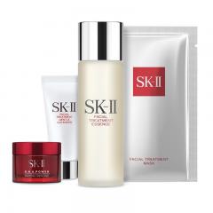 【香港直邮】日本SK-II 限量护肤四件套装（神仙水75ML+洁面霜20G+肌源修护面霜15G+面膜1片）