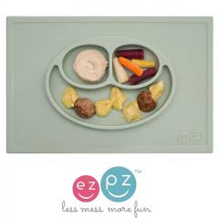 【一般贸易中文标】ezpz 儿童餐具 宝宝一体式笑脸餐垫盘 灰色