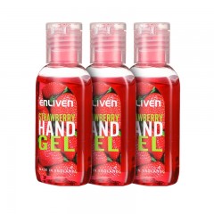 3瓶装英国Enliven英莱芬抗菌免水洗手液草莓味50ml