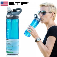 BTIF运动水杯吸管杯成人大容量健身水壶孕妇便携随手杯 浅灰色750ml