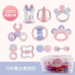 中国智恩堡zhienb婴儿玩具0-3-6-12个月益智新生儿手摇铃698十件套