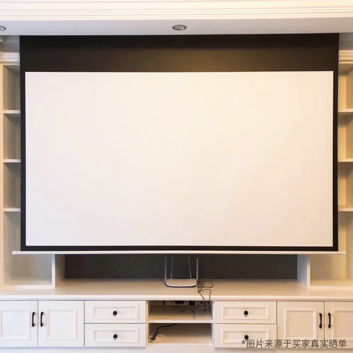 坚果投影仪电动幕布家用电动升降幕布自动无线遥控幕布高清72寸84寸92寸100寸120寸150寸16：9高清幕布