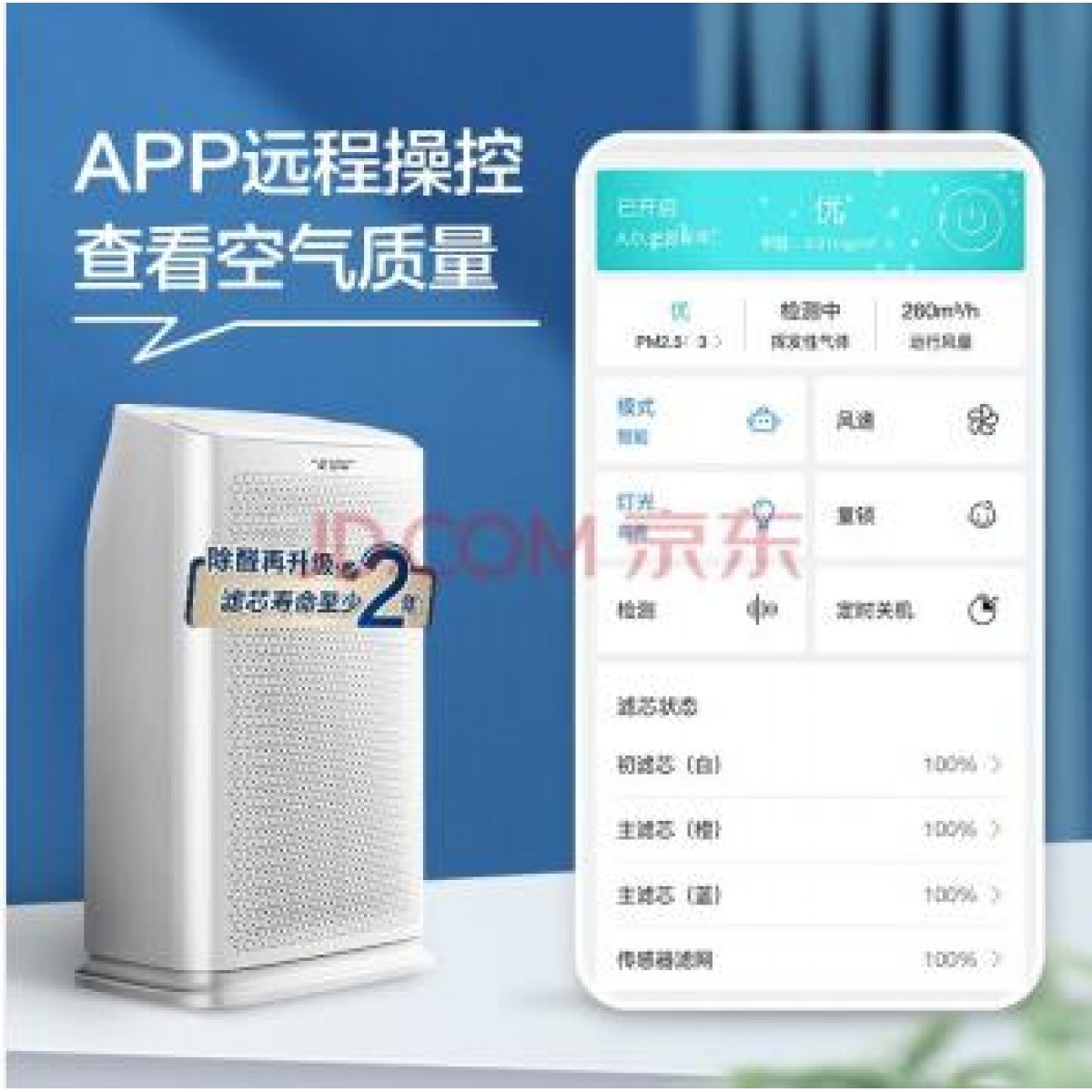 A.O.史密斯 甲醛数显 空气净化器【母婴优选】 家用 除甲醛分解 除细菌 PM2.5异味 APP控制 KJ455F-C15-F+