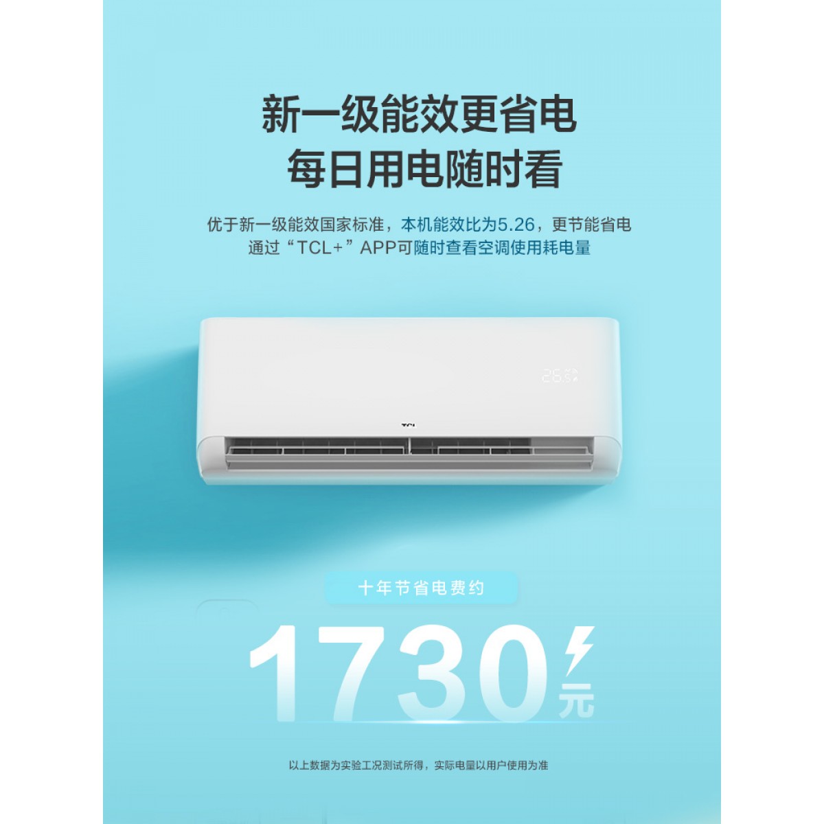 TCL大1.5p匹空调一级新能效智能变频自清洁壁挂式空调 新一级能效 强效制冷热 静音运行 电量统计