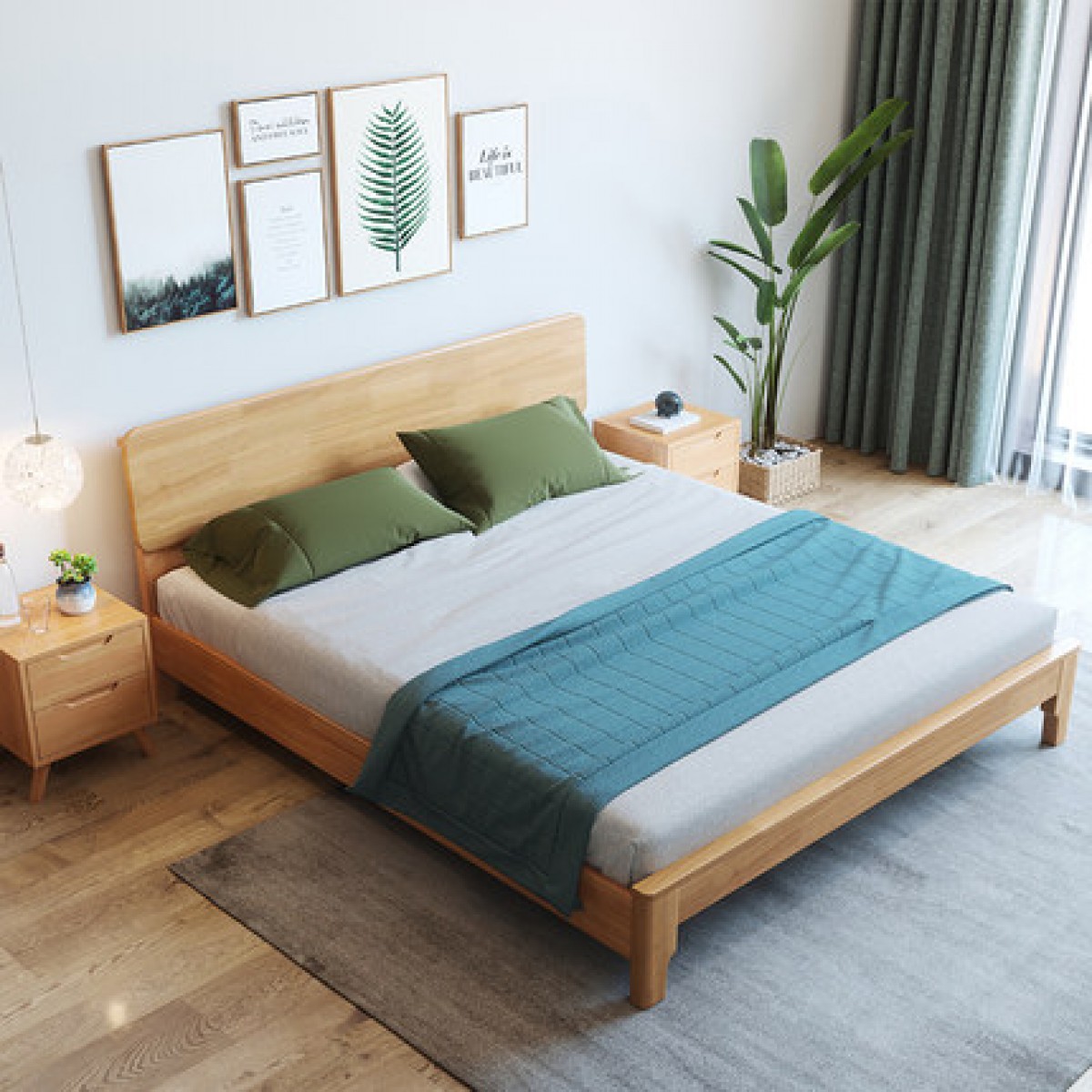 实木床北欧现代简约双人床1.5米高箱床单人床1.2主卧储物床1.8米