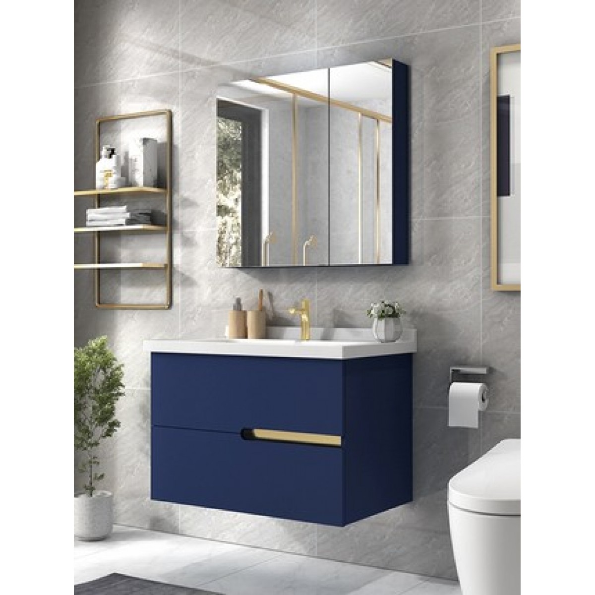 四季沐歌浴室柜组合洗脸盆卫生间洗漱台马桶座便器淋浴花洒套装