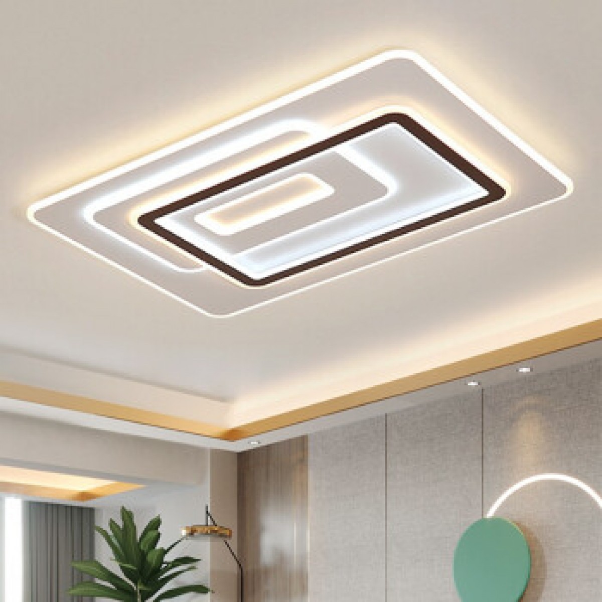 顾家照明LED客厅灯现代简约吸顶灯北欧创意饭厅餐厅灯温馨书房卧室灯组合全屋灯具套餐灯饰 小客厅灯85*55*7cm/65w三色变光