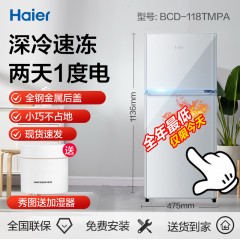 Haier/海尔 BCD-118TMPA家用小型电双用两门小冰箱冷藏冷冻118升
