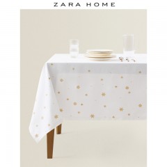 Zara Home 欧式简约金色雪花印花家用餐桌桌布台布