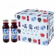 【江浙沪包邮】黑莓蓝莓树莓桑甚鲜榨混合果汁饮料整箱300ml*6瓶
