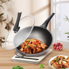 30cm麦饭石色铸铝不粘炒锅