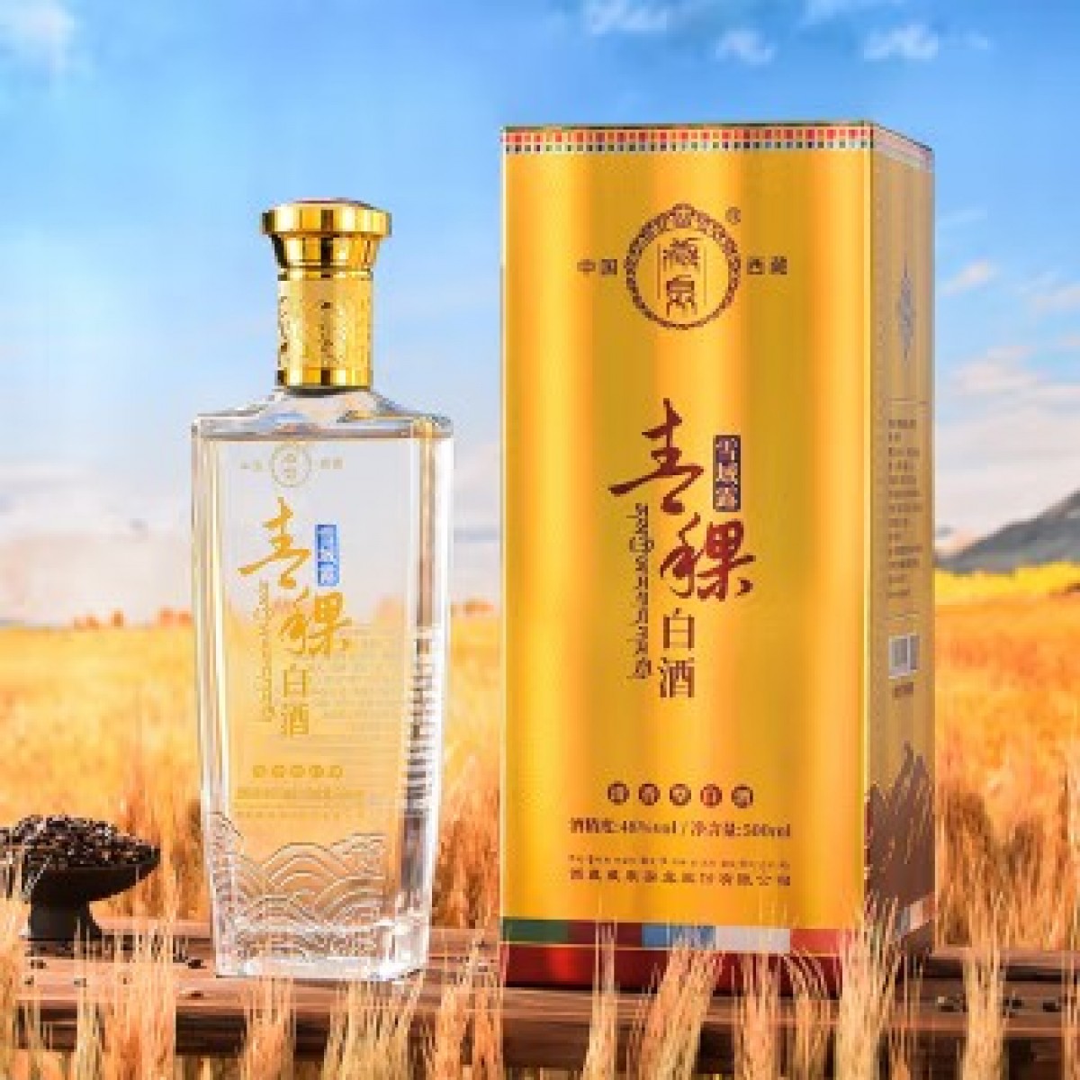 藏泉西藏青稞酒雪域露西藏特产清香型48度500mL*6瓶/箱